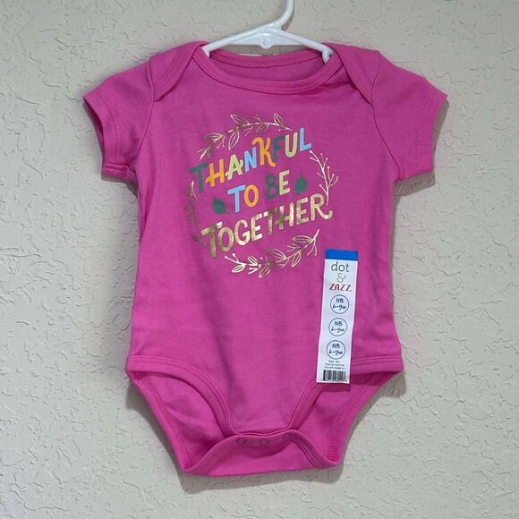 dot & ZAZZ "Thankful To Be Together" Newborn Girls Pink Thanksgiving 6-9 Months - Picture 2 of 7